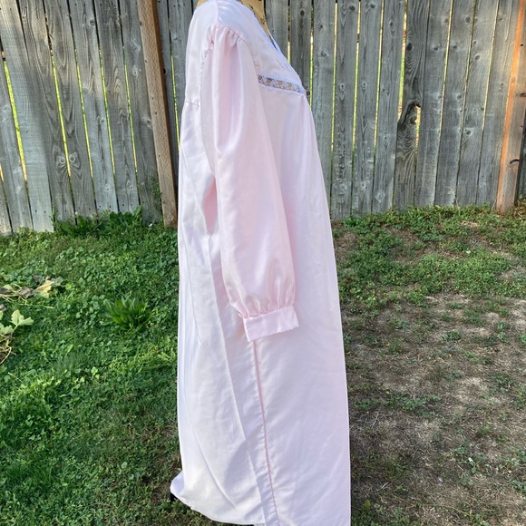 Vintage Barbizon Pink Brushed Satin Floral Lace Pullover Nightgown Women’s XL - Picture 4 of 10
